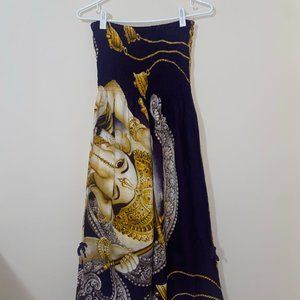 Purple/Golden Ganesha Pattern - Strapless summer dress s/m